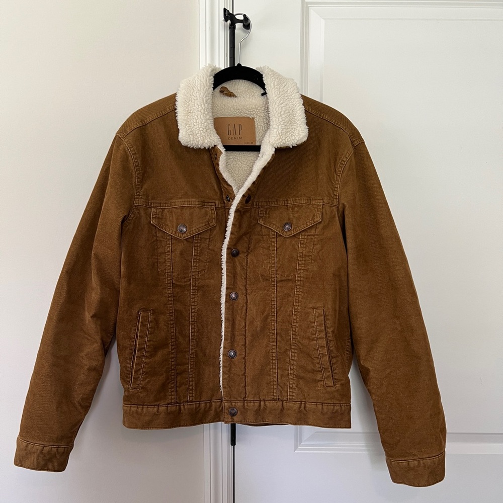 GAP Men's Tan Sherpa-Collar Jacket